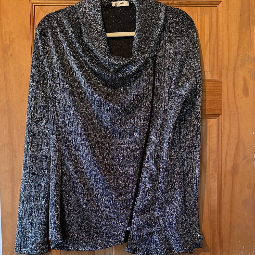 Metallic Cowl Neck Sweater - Black & Silver by Allison Daley